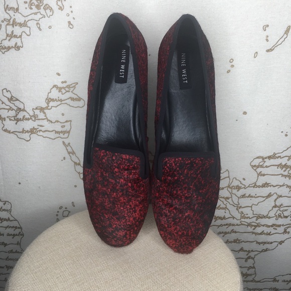 Nine West Size 11 Red Calf Hair Leather Flats - Picture 8 of 15